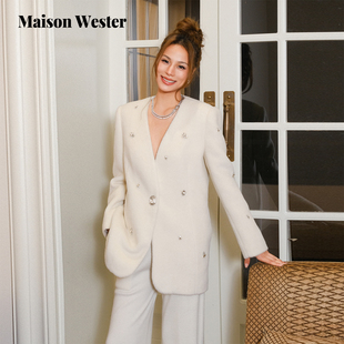 千金风翻领设计西装 新品 毛绒质感外套女 Wester2025年冬季 Maison