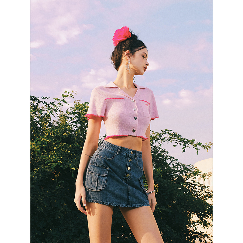 Maison Wester夏季邓恩熙同款流行牛仔裙蓝色短裙半裙可露丽穿搭