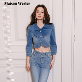 立体剪裁蝴蝶结蓝色牛仔外套 Wester2025新款 七夕限定 Maison