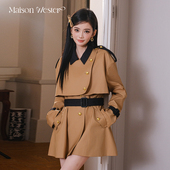 时尚 Maison Wester冬季 波嬉风气质复古棕风衣夹克外套可露丽穿搭