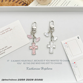 唯美小众银杏叶十字架钥匙扣情侣学生包包挂件AirPods拉链扣配饰