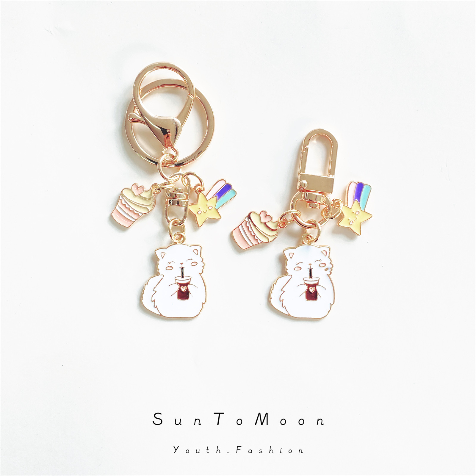 创意合金小懒猫卡通钥匙扣喝奶茶猫咪AirPods包包可爱小挂件配饰,服饰配件/皮带/帽子/围巾,钥匙扣,淘宝优惠券,粉丝福利购,淘宝优惠卷