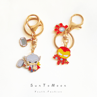 复仇者联盟卡通钥匙扣创意动漫同款 钢铁侠蜘蛛侠包包挂件钥匙配饰