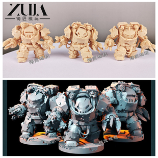 重装老大战锤兽人欧克绿皮重甲小子40k白模型手办棋子兵人