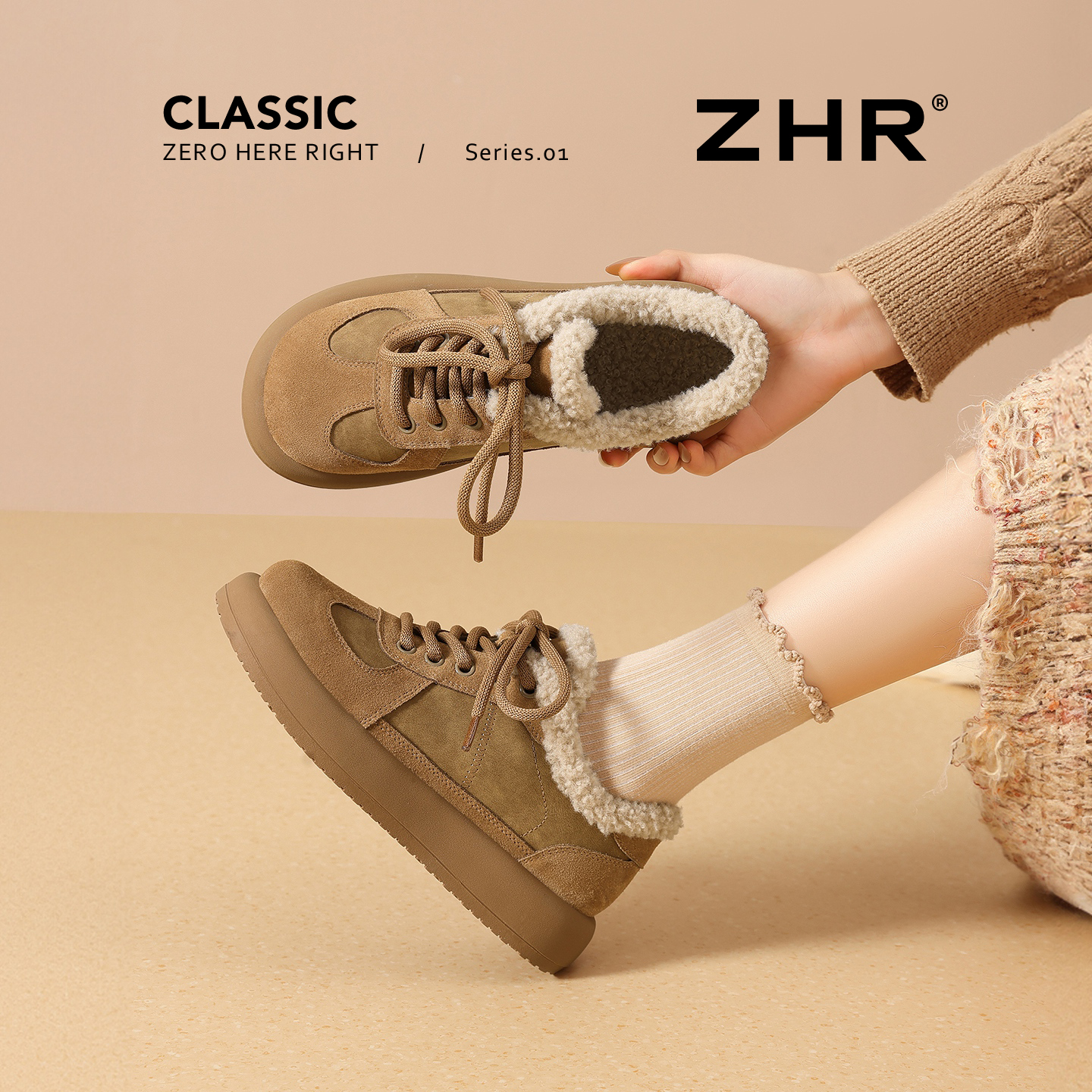 真皮复古加绒厚底雪地靴