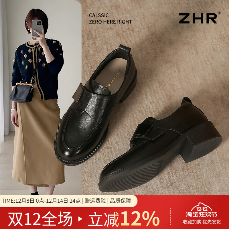 头层牛皮单鞋英伦小皮鞋