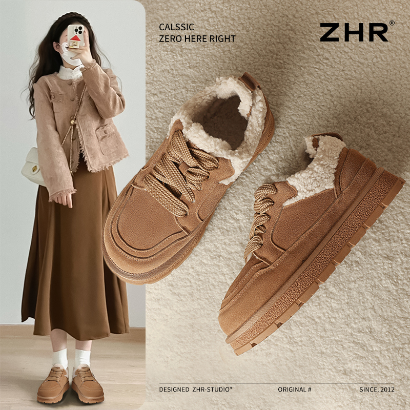 ZHR厚底板鞋女2024冬季