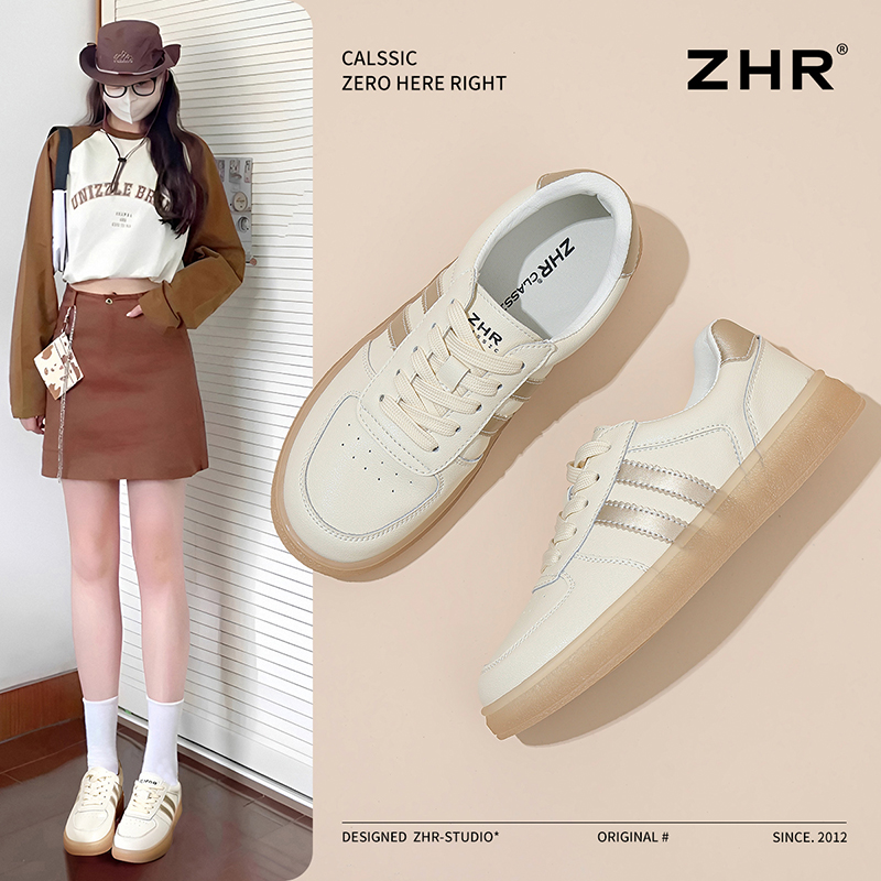 ZHR真皮小白鞋厚底休闲运动板鞋