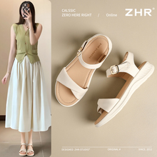 ZHR凉鞋女2025春夏新款真皮软底运动不累脚外穿厚底百搭休闲凉鞋