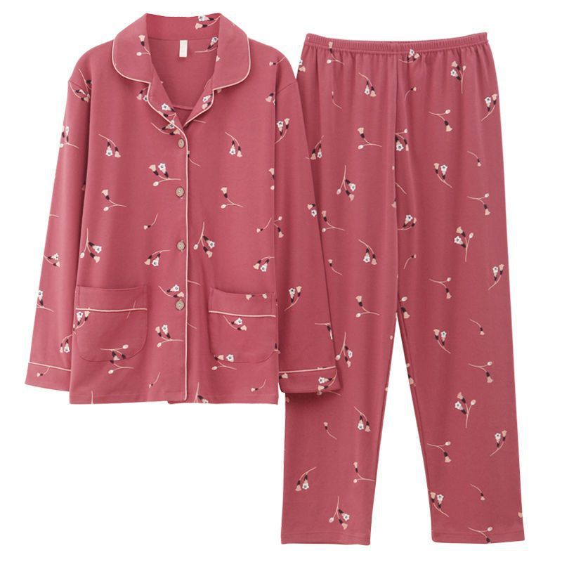 美梦高档中年妈妈100%纯棉睡睡衣/家居服套装