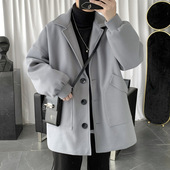 加厚呢子外套潮流2020新款 中长款 韩版 毛呢大衣男冬季 帅气男士 风衣