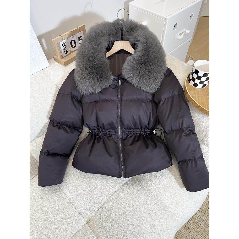 欧货羽绒服女2025新款狐狸大毛领收腰显瘦气质女人味高级感冬外套