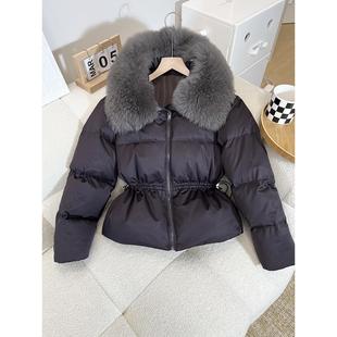 欧货羽绒服女2025新款狐狸大毛领收腰显瘦气质女人味高级感冬外套