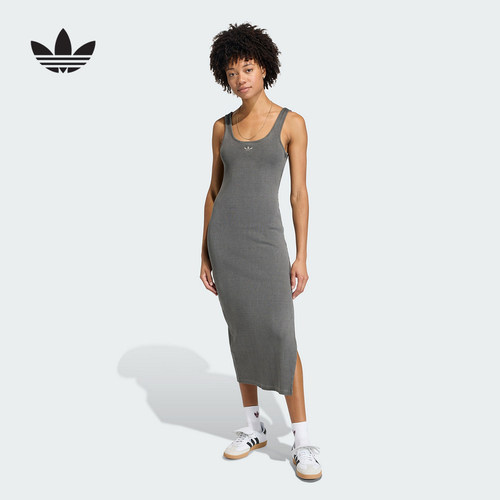 adidas阿迪达斯三叶草休闲吊带运动修身长裙26夏女连衣裙 KE3163