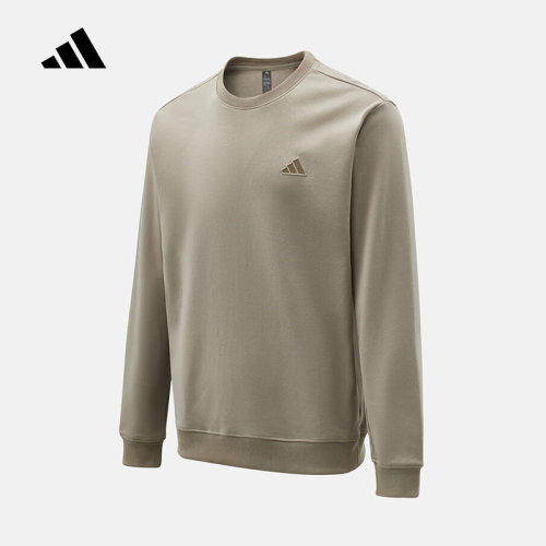 adidas阿迪达斯灰色简约圆领套头衫2026春男休闲针织卫衣 KR2505