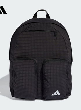 adidas阿迪达斯ESSENTIALS书包2026春中性多仓黑色双肩背包KA6767