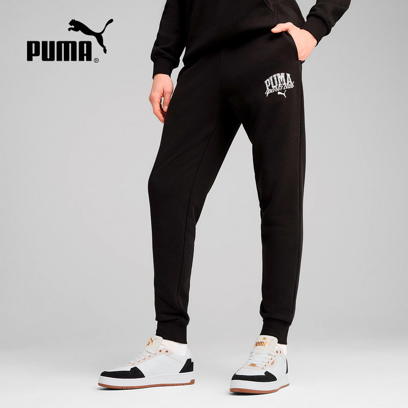 PUMA彪马春季男裤休闲运动刺绣LOGO抽绳黑色针织长裤 687527-01,运动服/休闲服装,运动长裤,淘宝优惠券,粉丝福利购,淘宝优惠卷