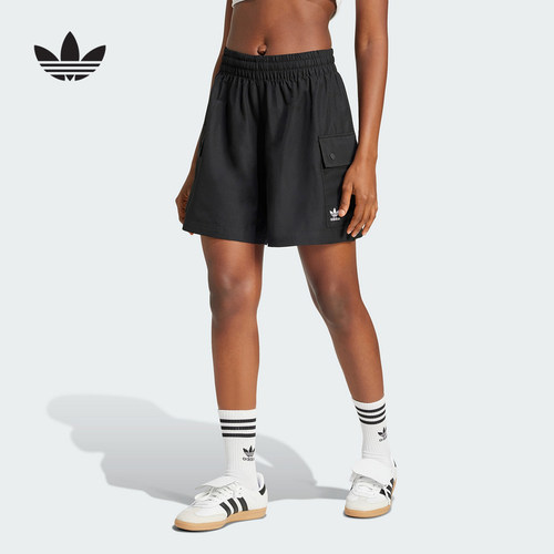 adidas阿迪达斯三叶草工装宽松高腰运动裤2026夏女梭织短裤JD1514