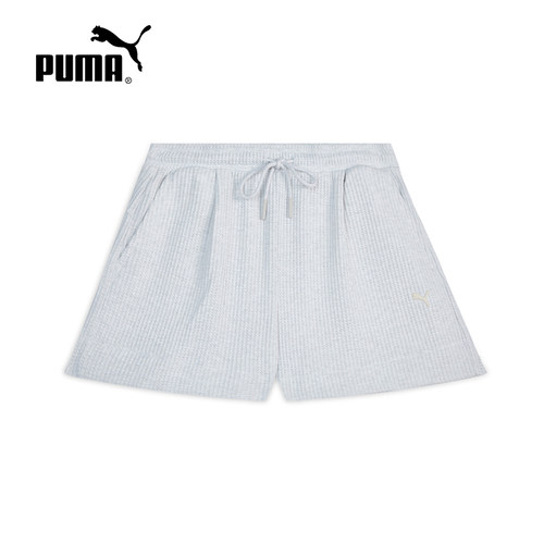 PUMA彪马夏季新款华夫格针织女款透气轻便休闲运动短裤638591-05