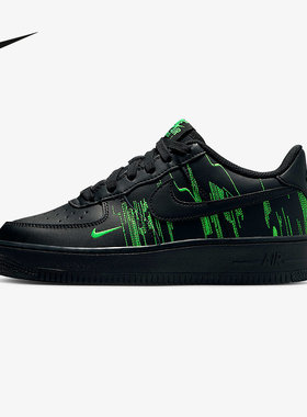 耐克NIKE AF1 空军一号黑绿大童款平底运动男女童板鞋HV4763-001