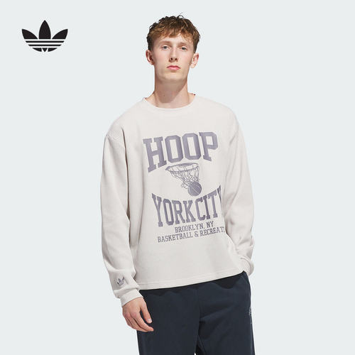 adidas阿迪达斯秋季新联名款纽约篮球社区情侣运动长袖T恤KE6111