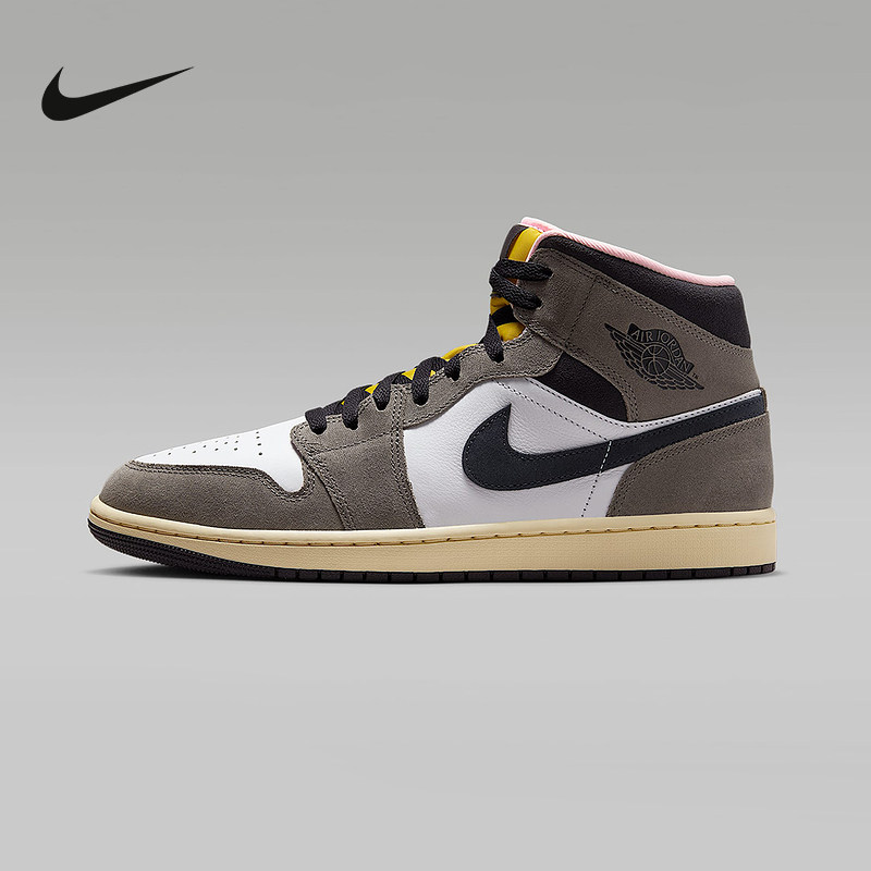 JORDAN耐克男鞋AJ1灰白中帮板鞋轻便运动鞋复古篮球鞋HQ2011-100,运动鞋new,运动休闲鞋,淘宝优惠券,粉丝福利购,淘宝优惠卷