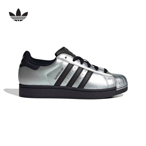 adidas阿迪达斯三叶草亮银色女SUPERSTAR贝壳头休闲板鞋 IH1599