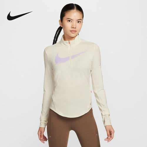 耐克SWIFT DRI-FIT女子防晒速干跑步上衣半拉链运动T恤IO0252-047