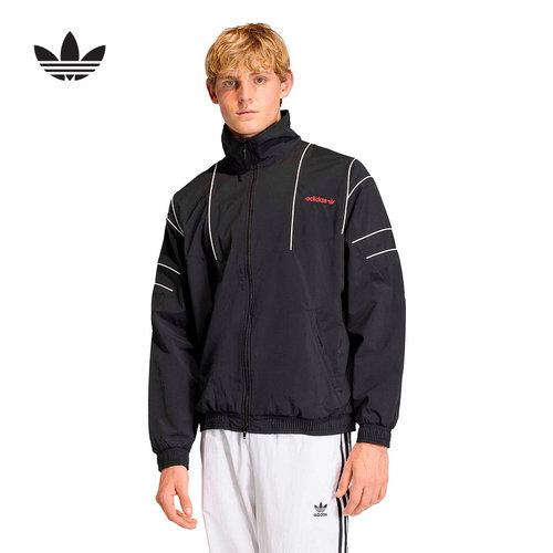 adidas阿迪达斯三叶草撞色线条立领夹克2026春男梭织外套 KE0096
