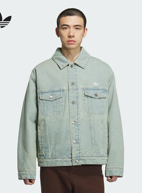 adidas阿迪达斯三叶草男女保暖复古街头风牛仔运动短棉服 KC2624