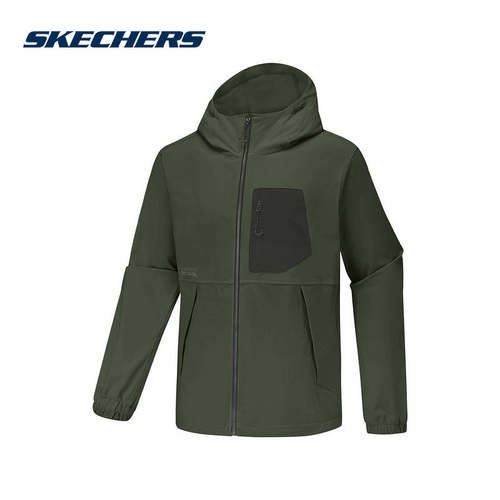 Skechers斯凯奇秋季新款男子连帽外套舒适梭织外套 P325M016/00CV