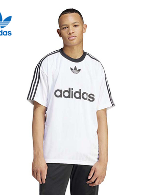 阿迪达斯三叶草半袖男三条纹复古宽松休闲圆领运动短袖T恤IM9459