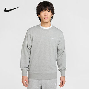 063 圆领卫衣FN3889 Nike耐克男子针织毛圈经典 刺绣小标黑色套头衫