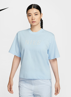 NIKE耐克女子短袖夏新款背后印花圆领运动休闲针织T恤II0446-441