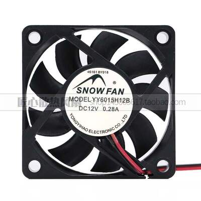 SNOWFAN 6CM 6015 12V双滚珠散热风扇YY6015H12B 12V 0.28A
