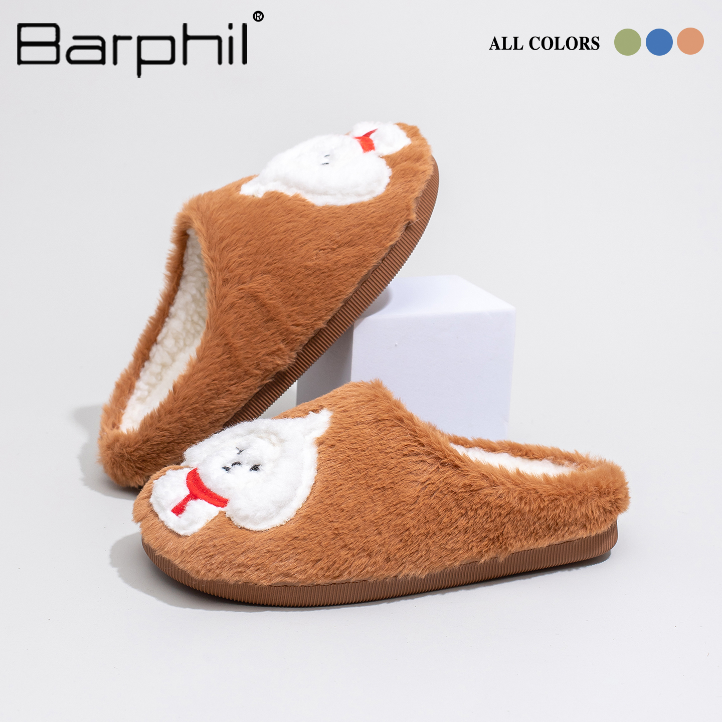 Barphil拖鞋女室内家居2025秋冬新款可爱卡通棉拖鞋软底保暖防滑