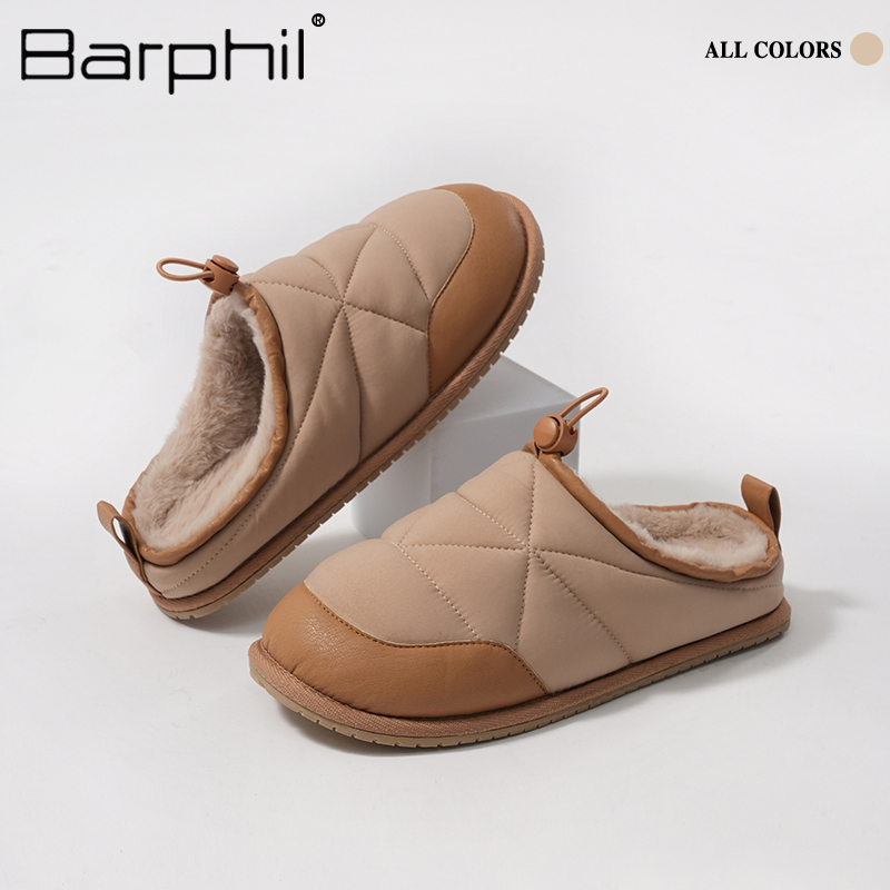 Barphil拖鞋室内家居2025秋冬新款加绒棉拖鞋情侣款男士防滑保暖