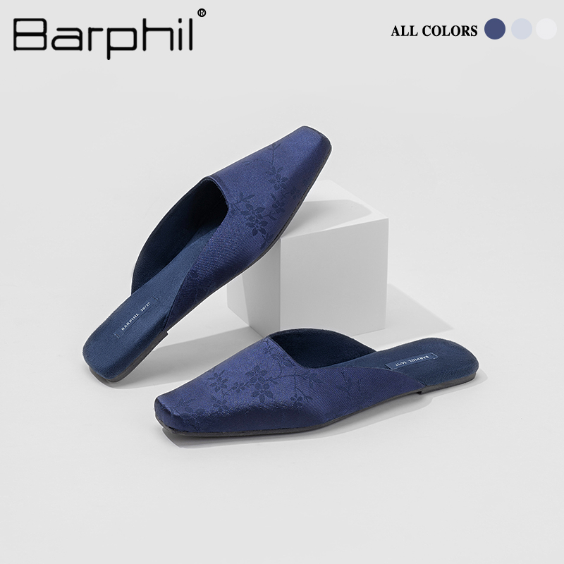 Barphil室内家居拖鞋2025新款时尚女士外穿防滑印花刺绣穆勒女鞋