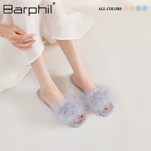Barphil拖鞋女2026年新款春秋居家高级感女士外穿洋气毛毛凉拖鞋