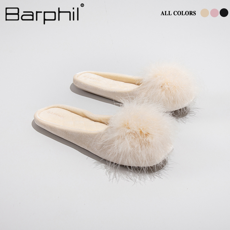 女毛毛鞋BARPHIL静音可爱