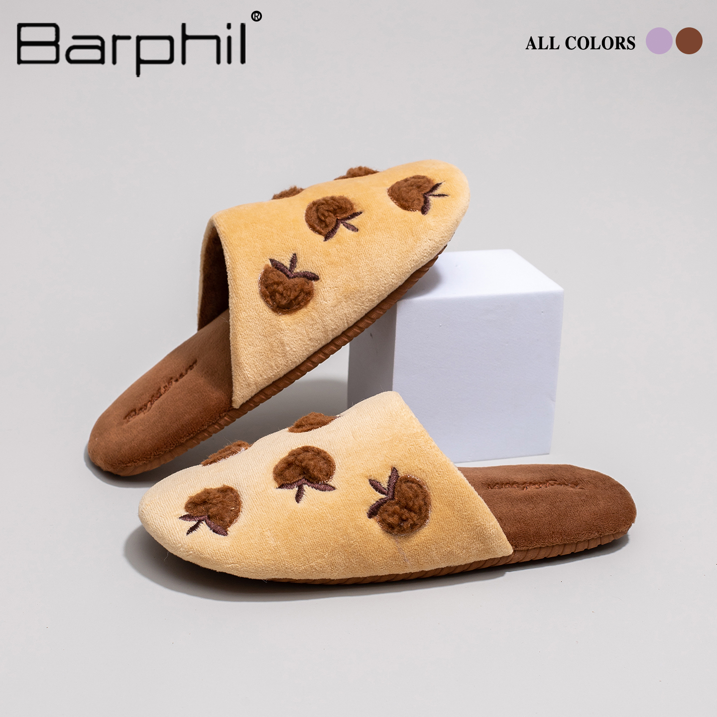 Barphil棉拖鞋女士室内家居2025秋冬新款舒适可爱水果木地板静音