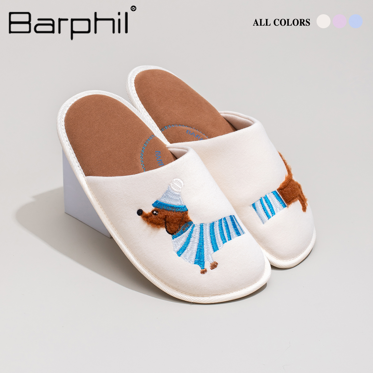 Barphil拖鞋女2025新款秋冬室内家居包头静音情侣款百搭卡通棉拖