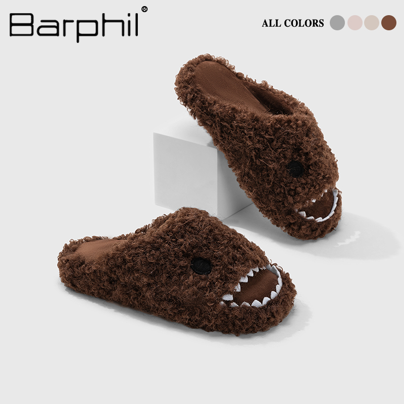Barphil乳胶小鲨鱼居家棉拖鞋女外穿2025新款可爱风家居室内拖鞋
