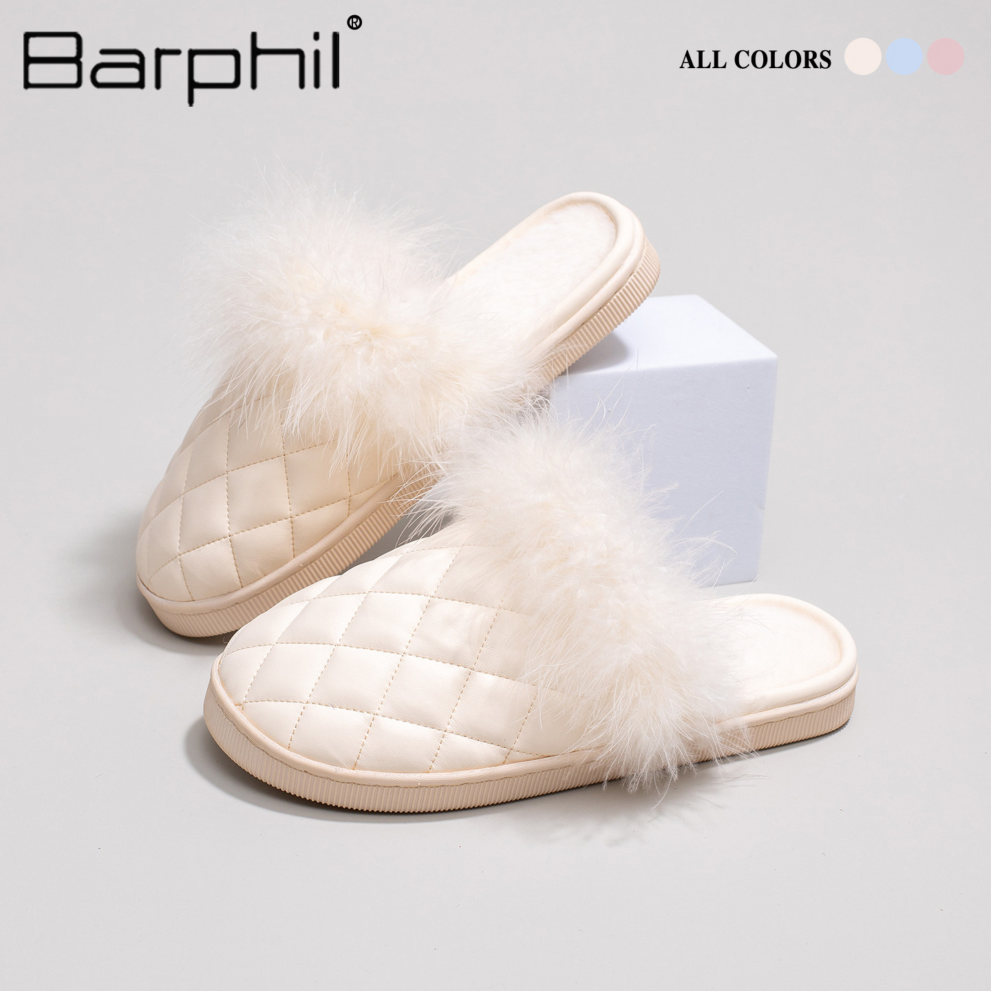 Barphil棉拖鞋女士室内家居2026秋冬新款毛毛拖鞋厚底防滑高级感,居家布艺,居家棉拖/棉鞋,淘宝优惠券,粉丝福利购,淘宝优惠卷