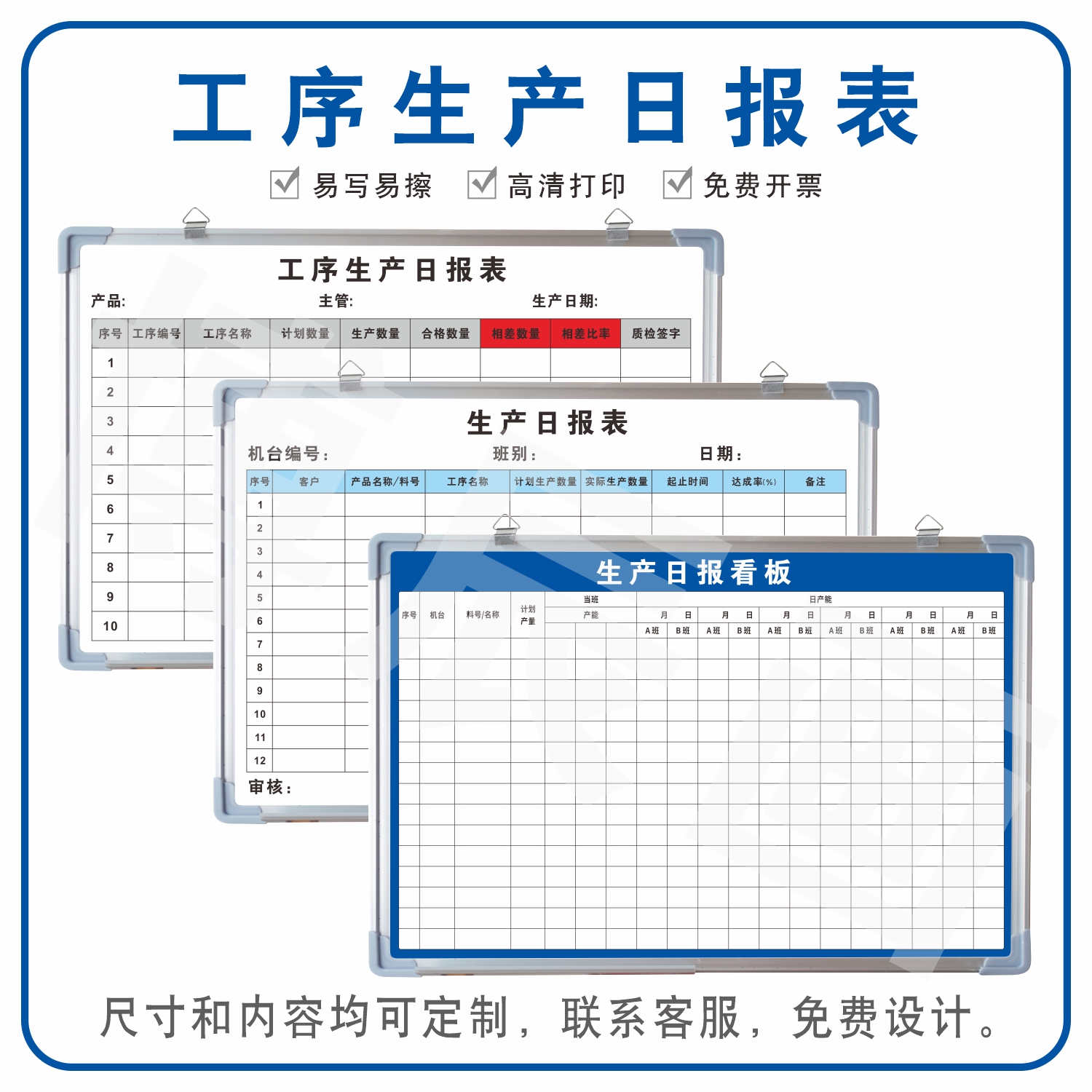 工厂企业生产日报表产能产量统计看板工序达成率合格报废成品管理