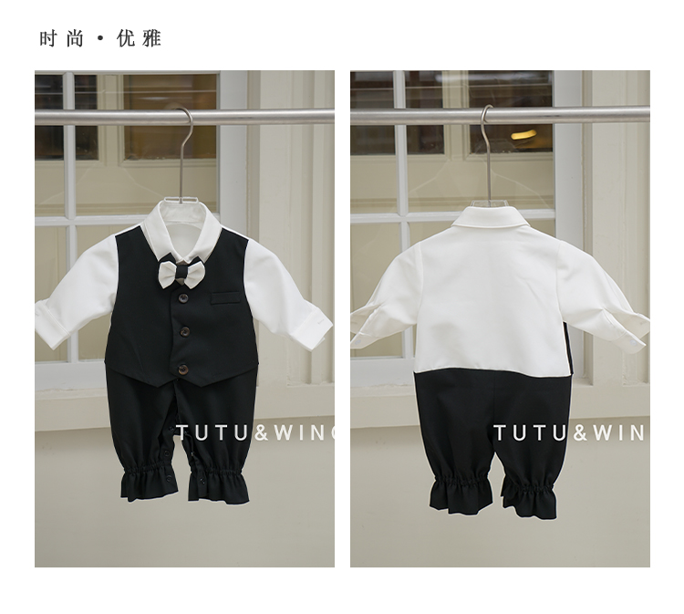 tutuwing兔兔茉男宝宝百天连体西装