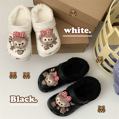 可拆洗棉拖鞋厚底加绒秋冬可爱EVA外穿包头防滑保暖两用洞洞鞋女