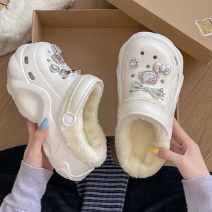 秋冬季棉拖鞋女2025新款可爱厚底增高防滑保暖可拆卸棉鞋女士外穿