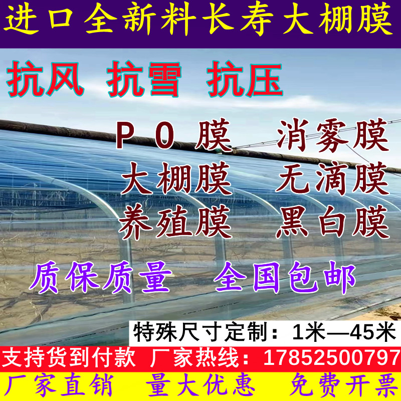 加厚抗老化全新料长寿大棚膜无滴膜高透光PO膜养殖黑白膜塑料布