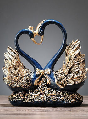 帕美居创意天鹅家居装饰品客厅玄关酒柜电视柜房间摆件桌面工艺品